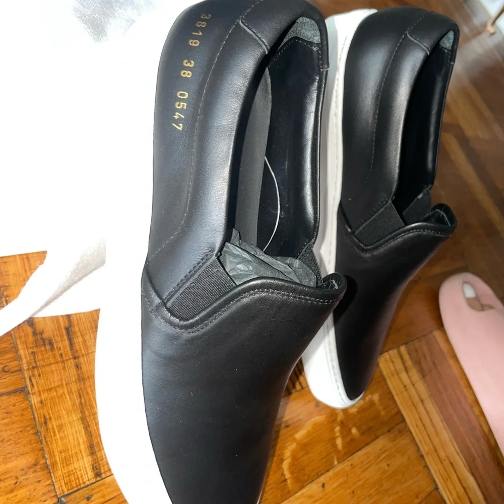 ❌SOLD❌Woman By Common Projects Leather Slip On Sneakers Black Eu 38(US8) - Picture 7 of 8